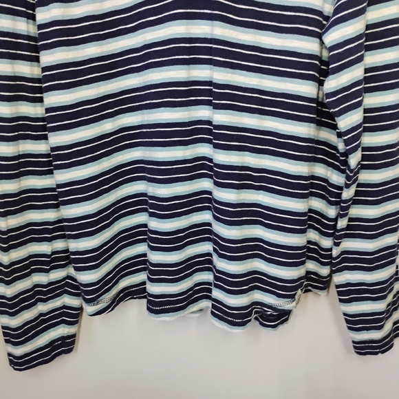 Lucky Brand Striped Henley Hoodie Shirt Mens Large Blue Nautical Casual Comfy - Picture 2 of 9